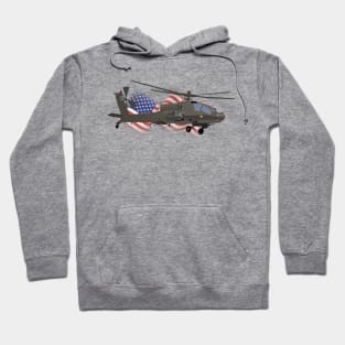 AH-64 Apache Helicopter with American Flag Hoodie